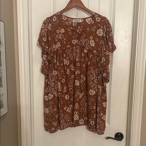 Western Dress Rockin G Medium Brown Floral Paisley